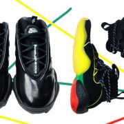 zapatillas negras y multicolor